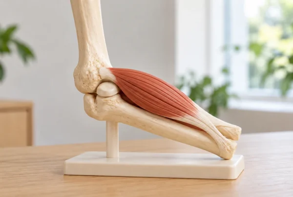 Modelo anatómico de los músculos y tendones del codo y el antebrazo